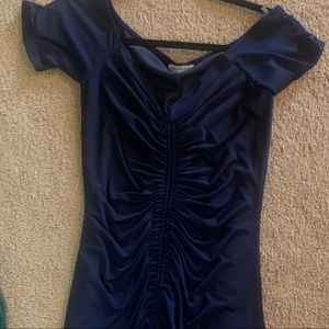Dark royal blue scrunch dress.
